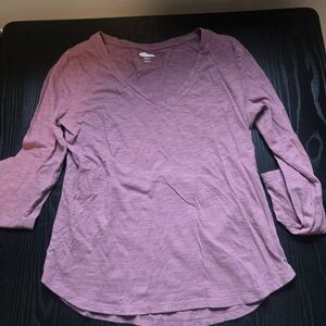 Old Navy Mauve V-Neck Long Sleeve Tee